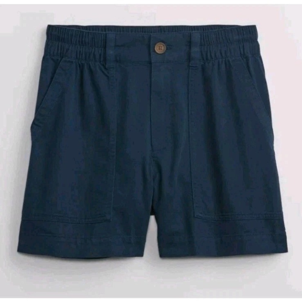 Gap Navy High Rise‎ Easy Utility Beach Summer Elastic Waist 4" Shorts Size 10